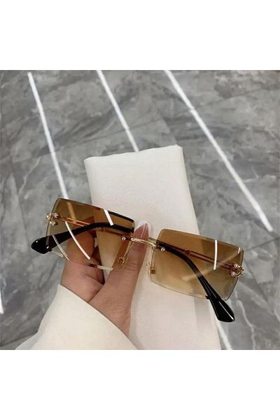 Köstebek Frameless Fashion Style Brown Gradient Lens Sunglasses
