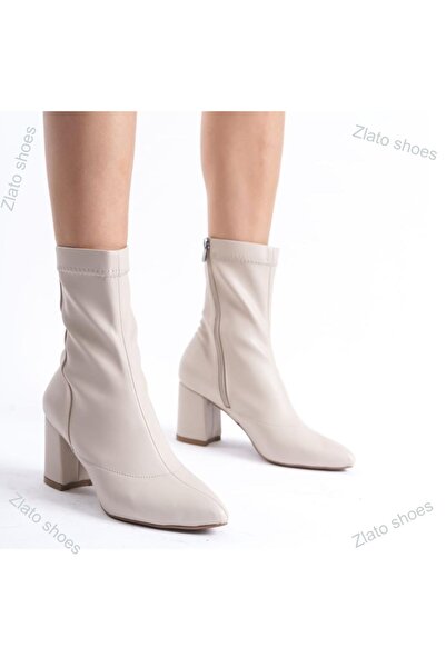 Zlato Жіночі бежеві еластичні черевики на середньому каблуці, стильні та зручні