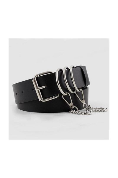 Köstebek 3 Ring Leather Belt with Square Buckle