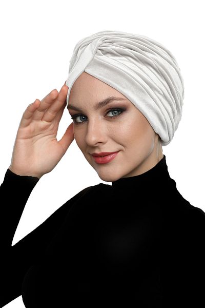 fidan bone Velvet Cross Cream Ready Turban Hijab Bonnet