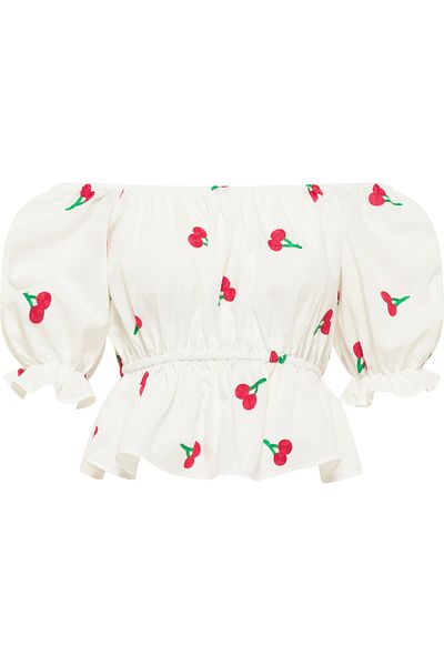 myMo Bestickte Cropped-Bluse