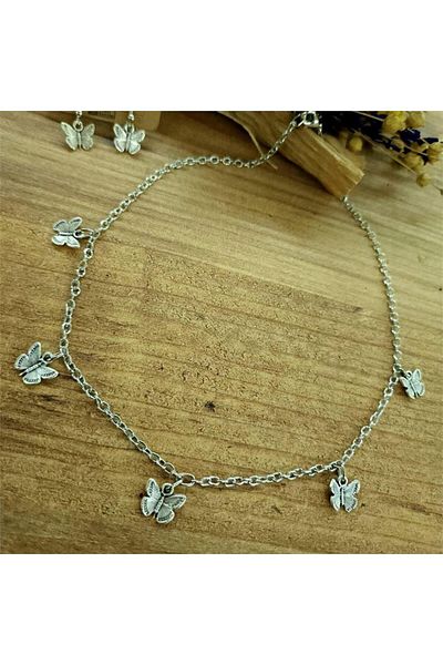 Köstebek New Butterfly Collage Chain Necklace