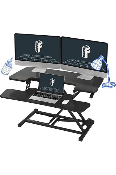 Mahmayi Flexispot Modern 35 Inch Height Adjustable Sit to Stand-up Desk with Keyboard Trey - Black