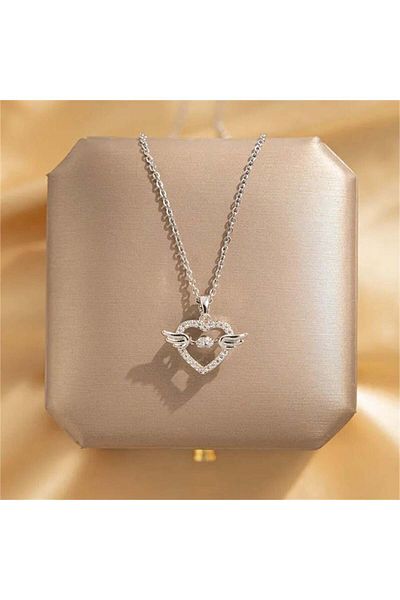 Köstebek Winged Heart Silver Chain Necklace