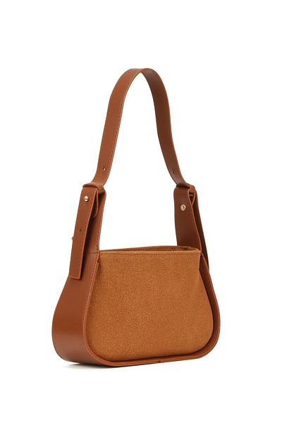 Newish Women's Tan Suede Baguette Bag
