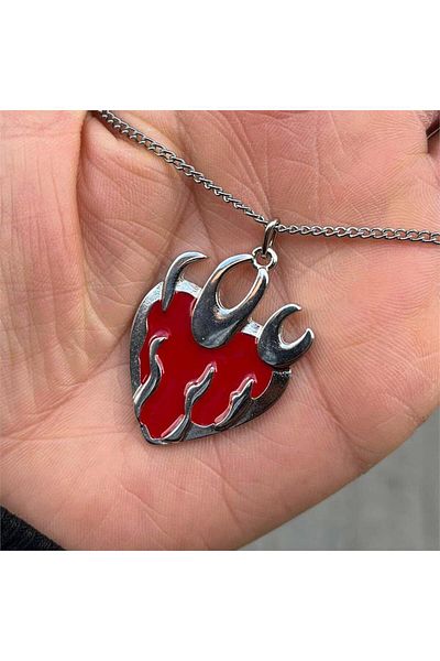 Köstebek Red Flame Heart Necklace