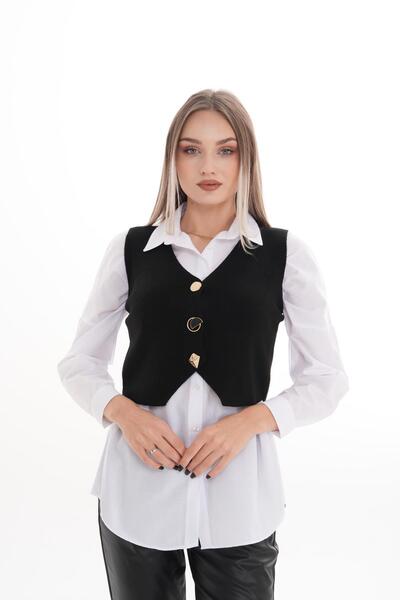 ŞİMAL Γυναικείο γιλέκο με μεταλλικά κουμπιά 255100 -