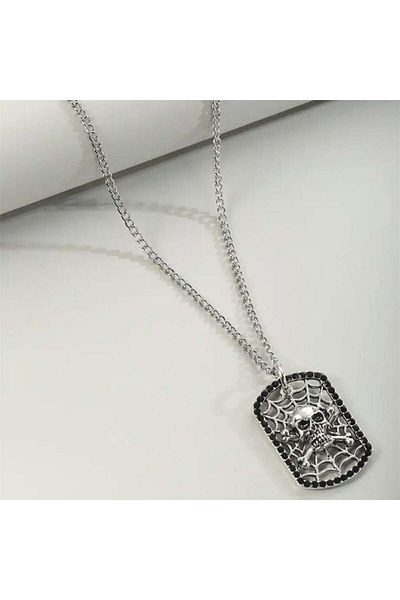 Köstebek Skull In The Web Imprint Necklace