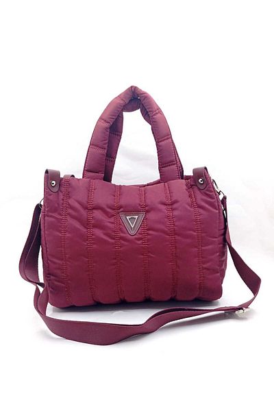 MAC&MOS Women's K Burgundy Quilted Shoulder Bag