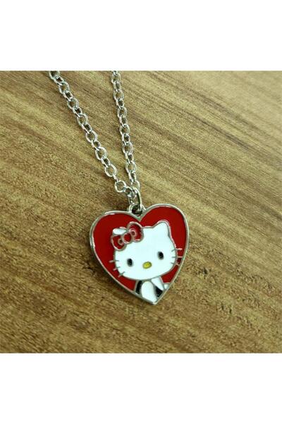 Köstebek Kırmızı Kalpli Hello Kitty Kolye