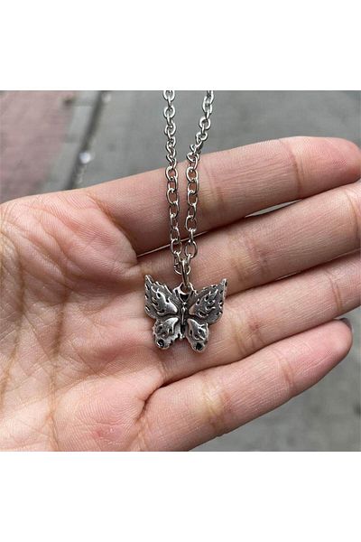 Köstebek Flaming Butterfly Necklace