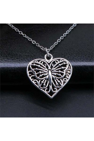 Köstebek Traditional Embroidered Butterfly Necklace