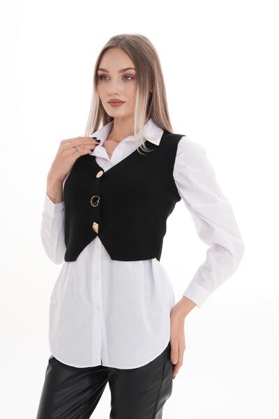 ŞİMAL Γυναικείο γιλέκο με μεταλλικά κουμπιά 255100 -