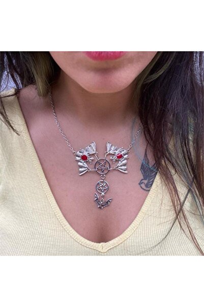 Köstebek Double Bat Sleeping On The Double Pentagram Kolye