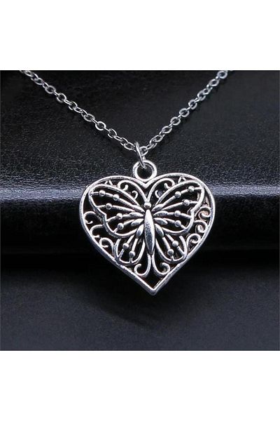 Köstebek Traditional Embroidered Butterfly Necklace