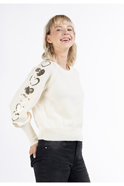 Übergroßer Jacquard-Strickpullover Mit Perlenbesa Produktbild-Vorschau 3