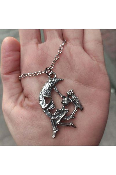 Köstebek Skeleton And Moon Friends Necklace