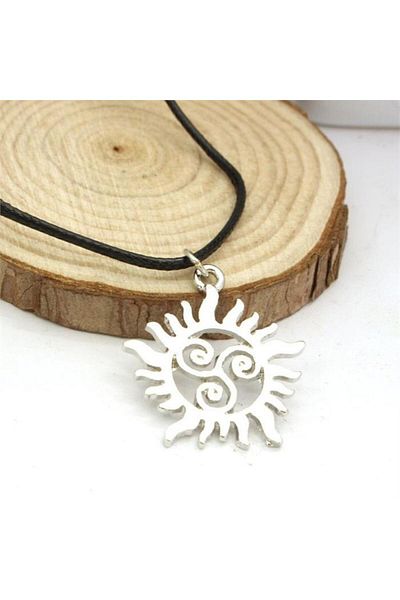 Köstebek Teen Wolf Merlin Symbols (alpha-beta-omega Triple Spiral) Necklace