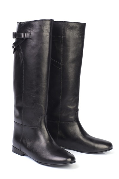 KARVENSHOES Hakiki Deri Siyah Renk Babet Çizme Karven1214