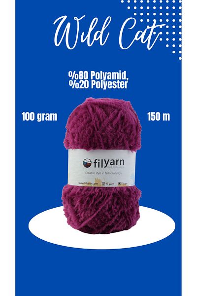 Filyarn Wildcat Single - Σχοινί γάτας με γένια από μαλακή γούνα, σχοινί πλεξίματος με πούπουλα, σχοινί παιχνιδιού γάτας