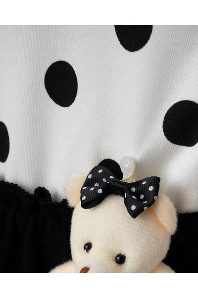Jammybaby Polka Dot Toy Jumpsuit - 100% Cotton, Teddy Bear, Pompom Hat Set for Baby Girl