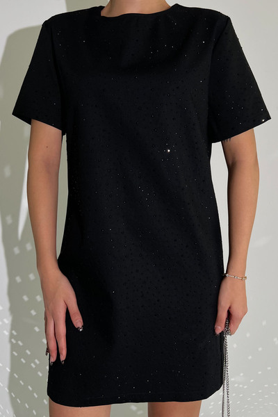 Seda Yalçın Atelier Κοντομάνικο φόρεμα με στάμπα μαύρη πέτρα