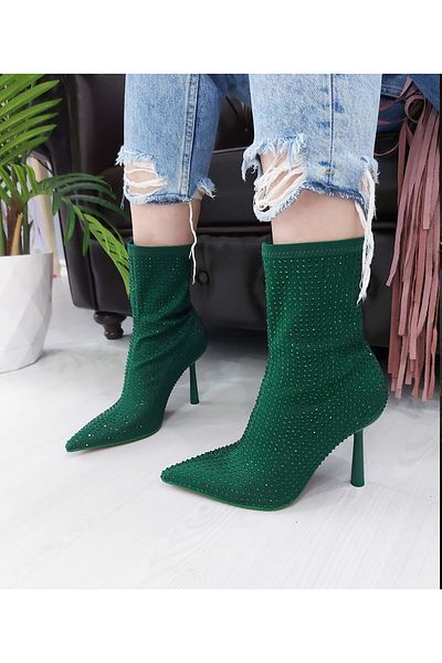 Sibel Durmaz Rachel Green Stone Detailed Stretch Boots