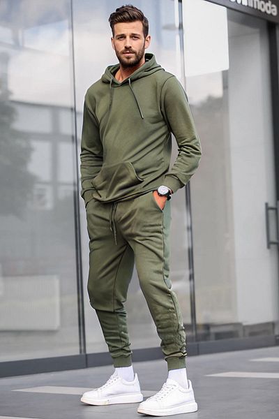 BayBayan Ανδρικό φούτερ Jogger Σετ αθλητική φόρμα με ελαστικά πόδια