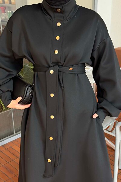 lamelif Scuba Belted Hijab Dress