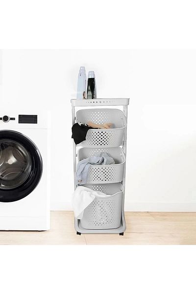 Titiz Leon Life Layer Basket Crisper Organizer Ράφι κουζίνας με ρόδες Tp-750 Μαλακό Γκρι