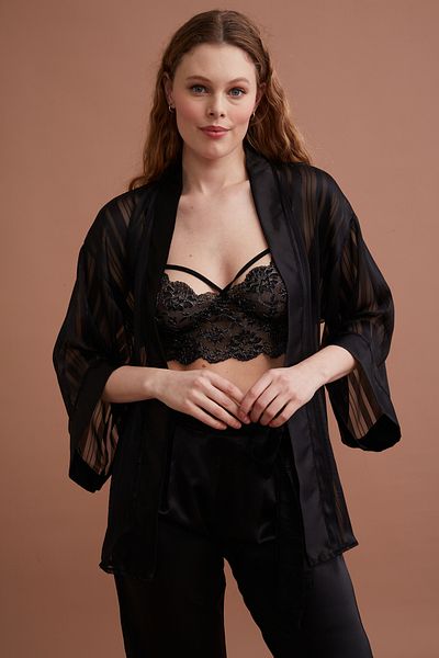 Marpessa Costum de halat de pijama elegant din trei piese de mireasa cu bratara