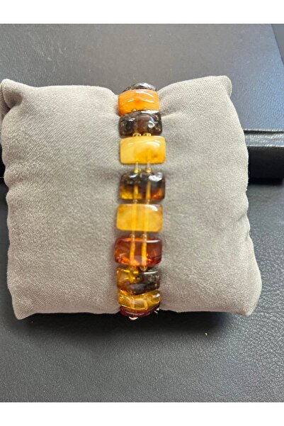 KEHRİBAR TUTKUSU Multi Color Kare Fosilli Rolex Model Luxury Kehribar Bileklik