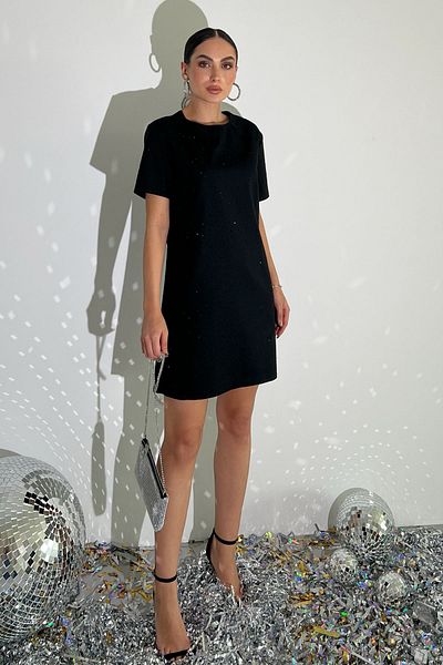 Seda Yalçın Atelier Black Stone Printed Short Sleeve Dress