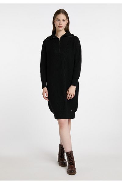 Dreimaster Strick Langarmkleid Midi