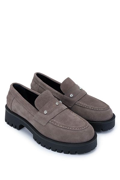 Tamer Tanca Women's Genuine Leather Mink Suede Loafer Shoes