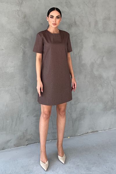 Seda Yalçın Atelier Coffee Stone Printed Short Sleeve Dress