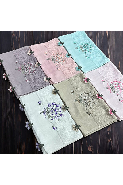 AYHANHOME 6'lı Küpeli Işlemeli Çeyizlik 30x50 Mutfak Havlu Seti