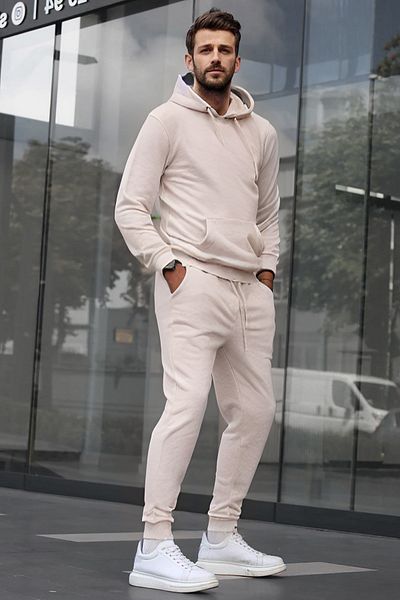 BayBayan Ανδρικό φούτερ Jogger Σετ αθλητική φόρμα με ελαστικά πόδια
