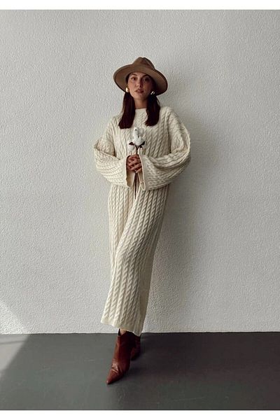Askı Nişantaşı Knitwear Hair Knit Long Dress