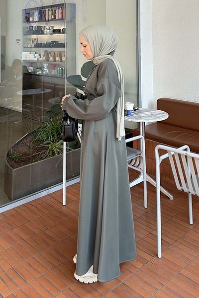 lamelif Scuba Belted Hijab Dress