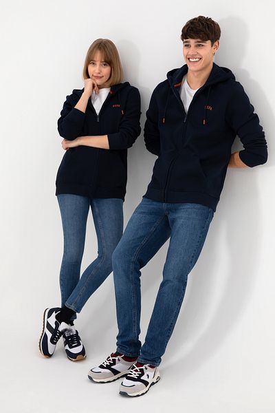 U.S. Polo Assn. Men's Navy Blue Raised Knitted Cardigan 50293146 -Vr033