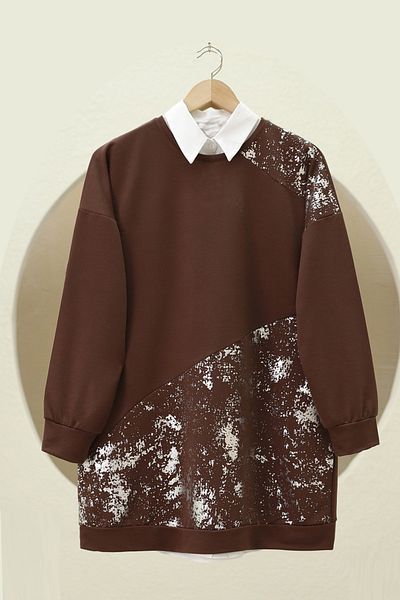 Lucia Fashion Туника с кръгло деколте с щампа на листа
