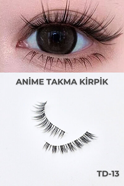 ruby face Anime Takma Kirpik - Şeffaf Dip Kısım Tam Boy Doğal İpek Takma Kirpik (1 Çift) No: TD-13