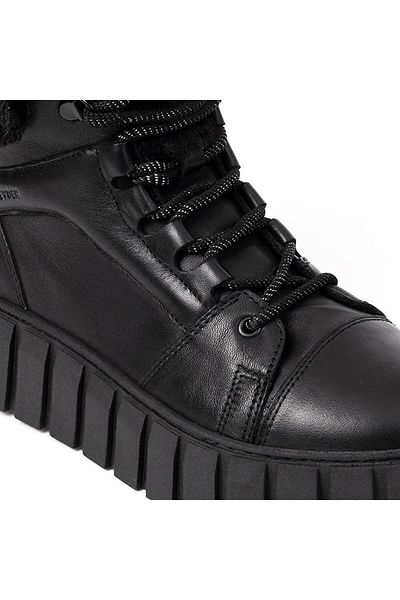 Greyder 33000 Women's Black Genuine Leather Sneaker Boots