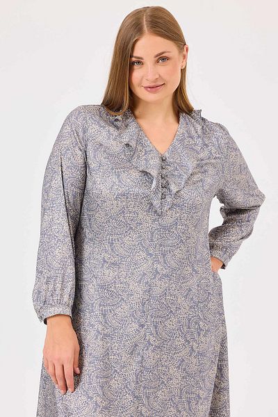 Gala-Xi Γυναικείο φόρεμα Galaxi Plus Size με μοτίβο βολάν με λεπτομέρειες 4005 μπλε