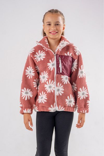 Eray Kids Cardigan with Fleece Flowers
