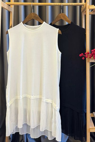 julude Λευκό γυναικείο μανίκι με πλισέ Hijab Innerwear Full Lycra Zero Sleeve