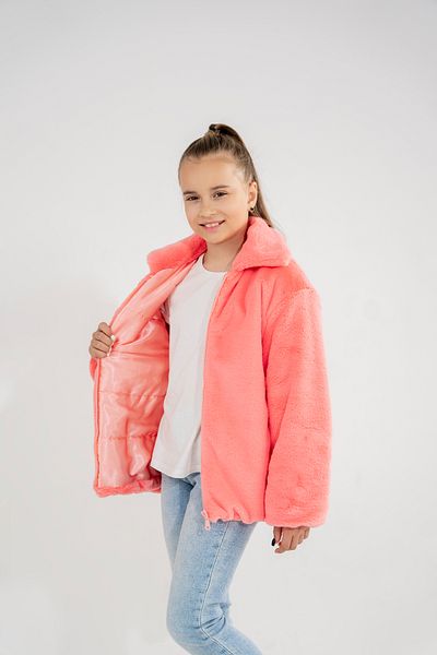 Eray Kids Basic Daily Pomegranate Flower Girl's Plush Coat