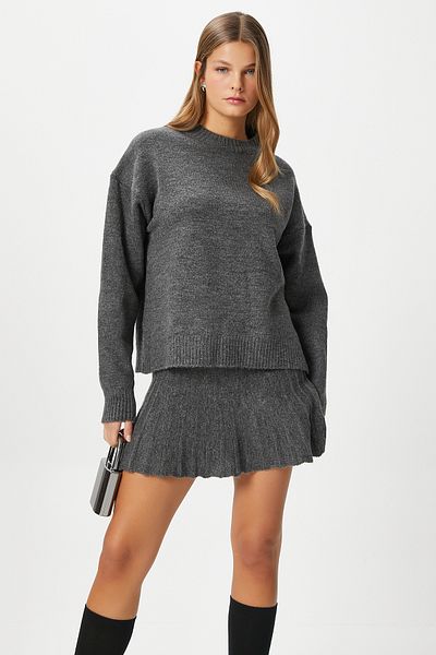 Ritnice Women's Hope Sweater Skirt Bottom Top Anthracite Knitwear Set