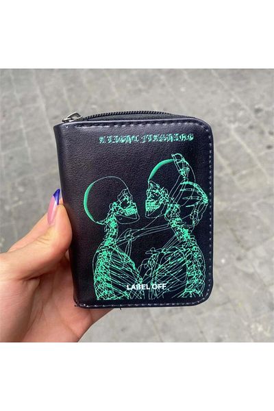 Köstebek Harajuku Skeleton Couple Short Wallet
